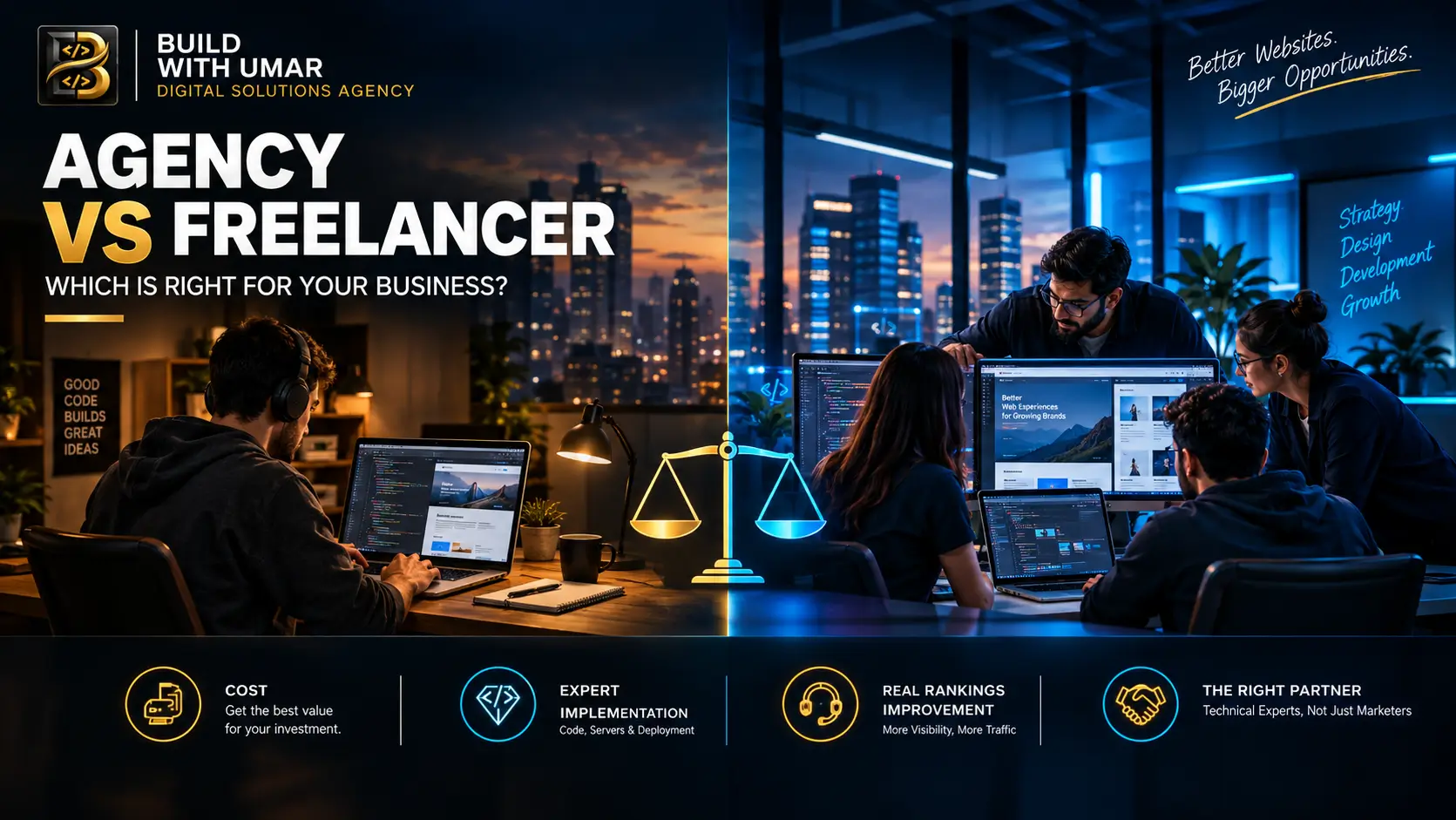 Web Development Agency vs Freelancer: Which Is Right for You | Build With Umar